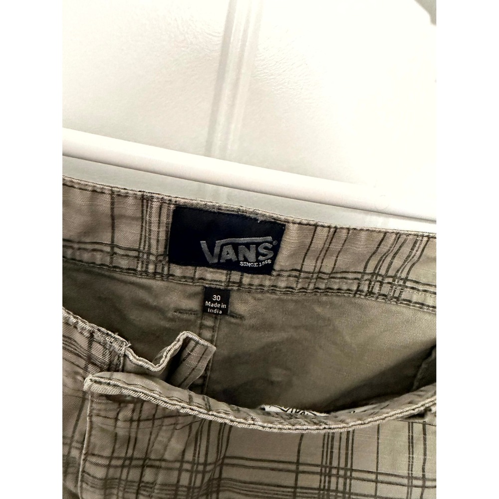 Vans Cargo Shorts Mens 30 Olive Brown Plaid Checkered Skateboarding Casual - Picture 5 of 6